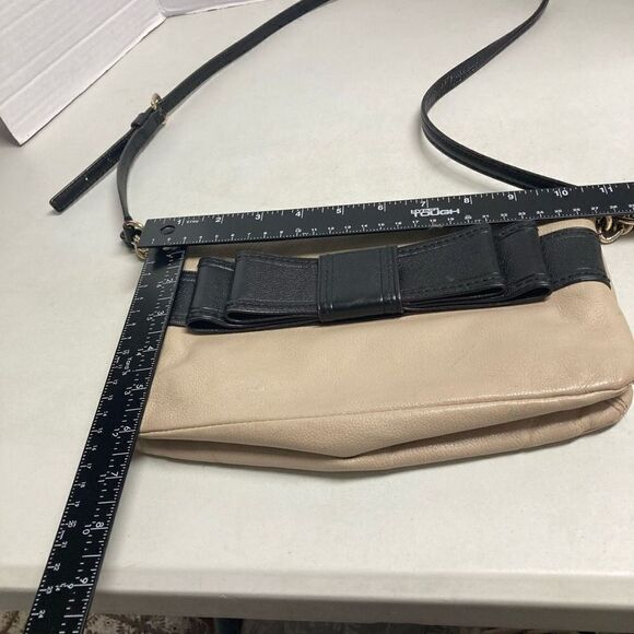 KATE SPADE Villabella Avenue Celina Leather Crossbody Bow Bag Tan & Black - Picture 6 of 12